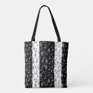 Sac à rayures musicales en noir et blanc