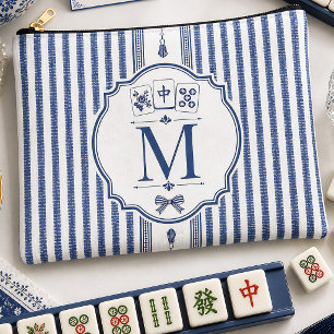 Sac à tuiles de Mahjong en seersucker Navy personn