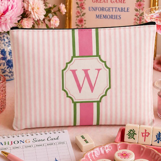 Sac à Tuiles de Mahjong en Seersucker Rose Personn (Créateur téléchargé)