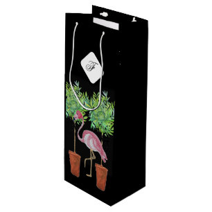Sac à vin en Flamant rose rose noir Palm