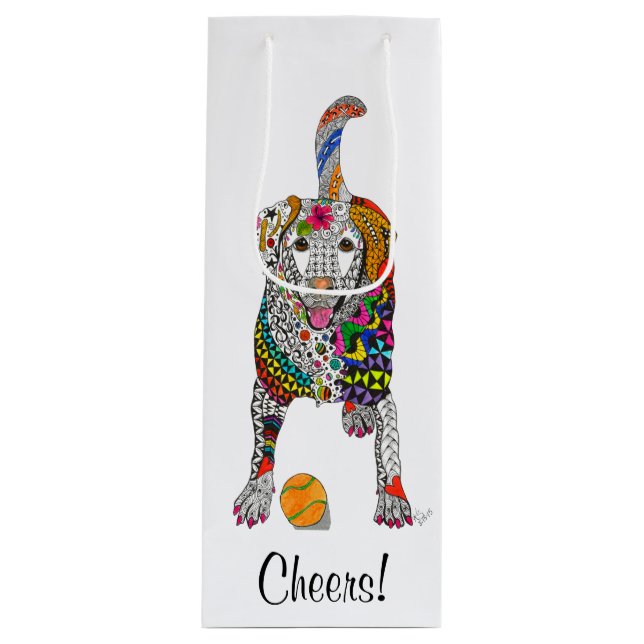 Sac à vin Labrador jaune (personnalisable) (Devant)