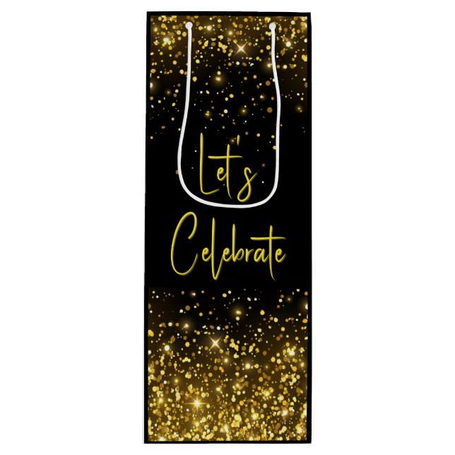 Sac à vin pailleté Glam Gold pour célébrer (Devant)
