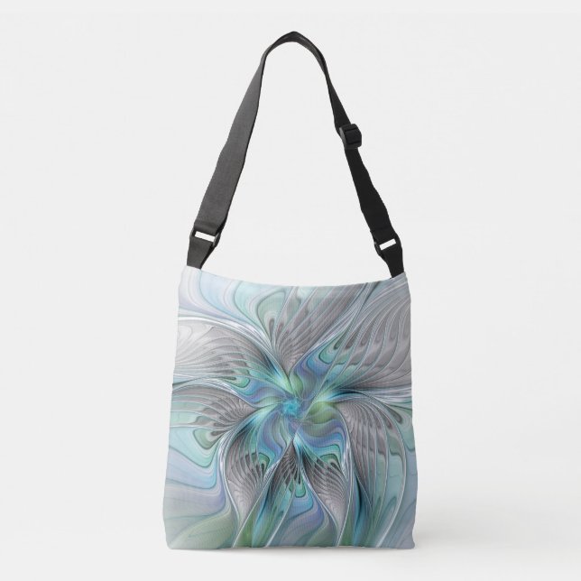 Sac Ajustable Abstrait Bleu Vert Papillon Imaginaire Fractal Art (Devant)