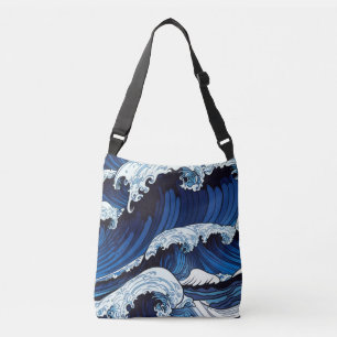 Sac Ajustable Abstrait Blue Ocean Waves Art de style japonais  