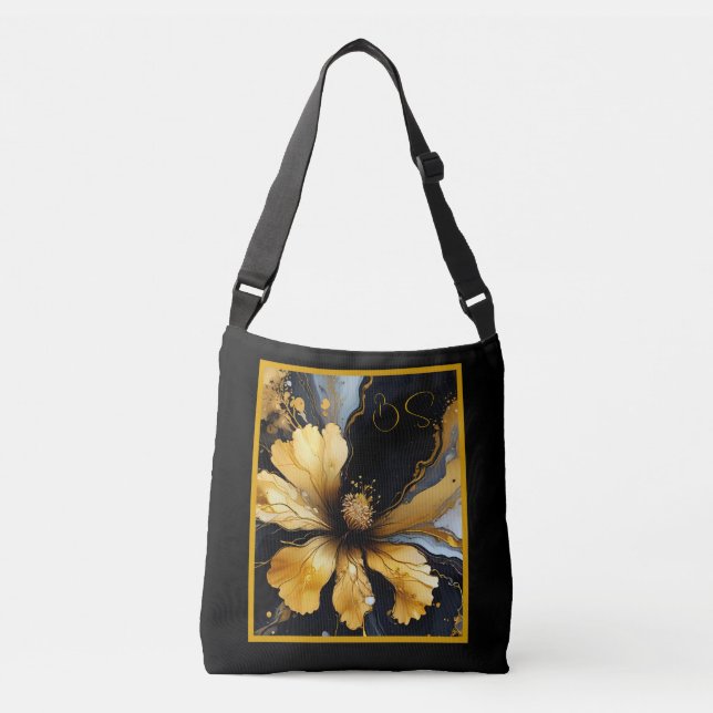 Sac Ajustable abstrait chic noir floral (Devant)