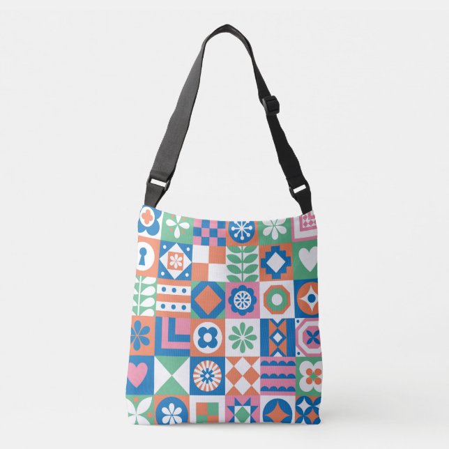 Sac Ajustable Abstrait Floral Scandinavian Folk Motif (Devant)