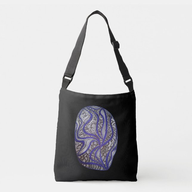 Sac Ajustable Abstraite main dessinée moderne noir bleu motif ar (Devant)