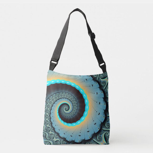 Sac Ajustable Abstraite spirale d'art fractal bleu turquoise ora (Devant)