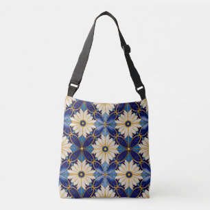 Sac Ajustable Accessoires de mode Art Déco Or Bleu Blanc Pétale