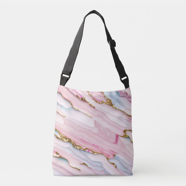 Sac Ajustable Agate Marble tendance Blue Pink Gold Collection (Devant)