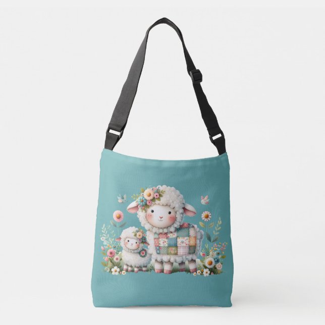 Sac Ajustable Agneaux mignons aux accents floraux et en écailles (Devant)