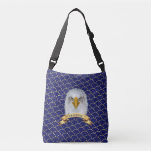 Sac Ajustable Aigle et ruban sur des cercles bleus sans couture