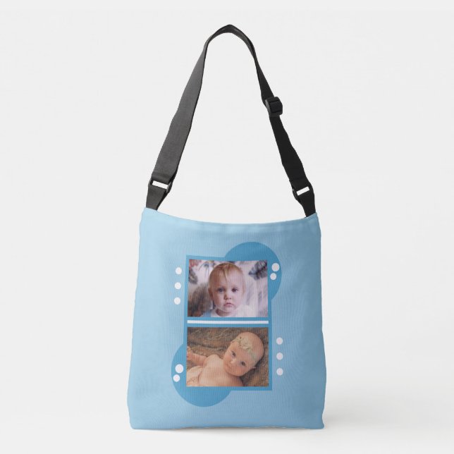 Sac Ajustable Ajoutez vos propres 4 photos bleu et blanc (Devant)