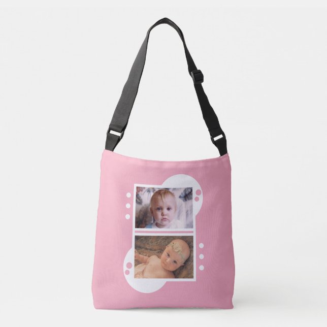 Sac Ajustable Ajoutez vos propres 4 photos rose et blanc (Devant)