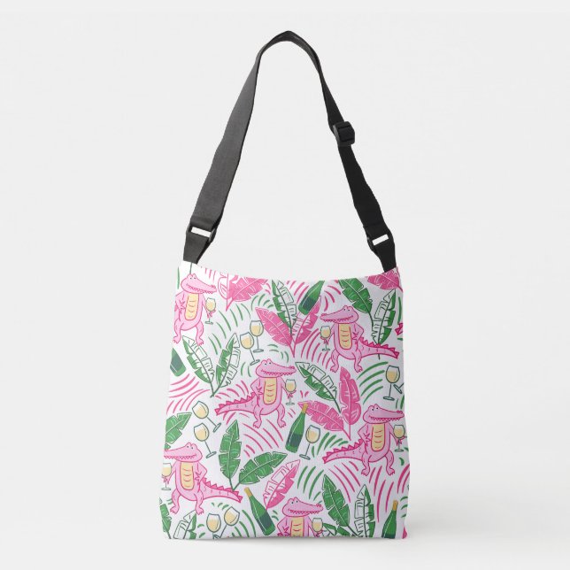 Sac Ajustable Alligator Vin rose vert Preppy (Devant)