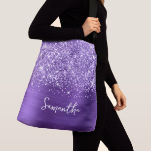 Sac Ajustable Améthyste Violette Étincelante Nom Glam