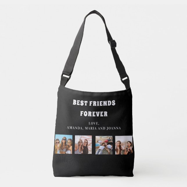Sac Ajustable Amis pour toujours noir blanc photo nom collage (Devant)