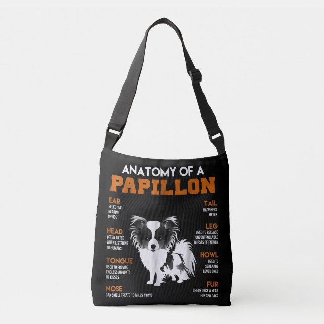 Sac Ajustable Amoureux de les chiens | Anatomie D'Un Chien Papil (Devant)