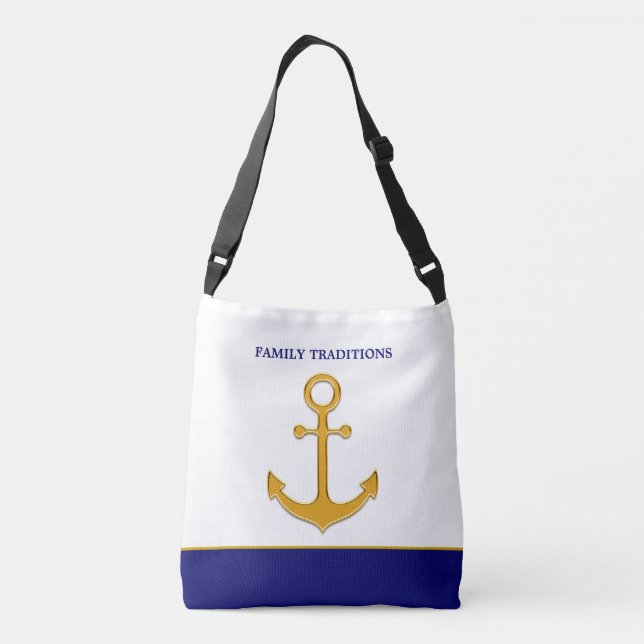 Sac Ajustable Ancrage d'or de famille sur bleu & blanc (Dos)