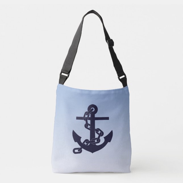 Sac Ajustable Ancre de thème nautique cool sur Sky Blue (Devant)