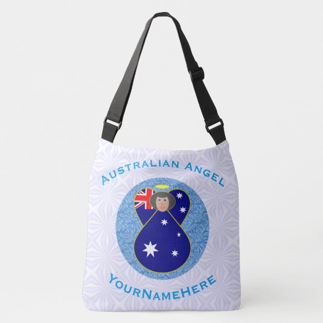 Sac Ajustable Angle drapeau australien en cercle bleu sur blanc (Devant)