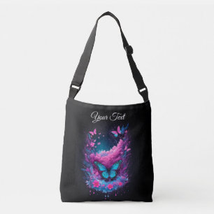 Sac Ajustable aquarelle bleu violet nuage rose papillons chic