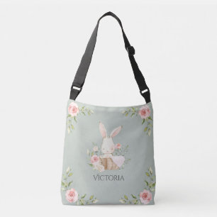 Sac Ajustable Aquarelle lapin personnalisé Sage vert