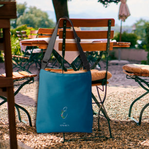 Sac Ajustable Aquarelle monochrome lettre E infirmière bleu fonc