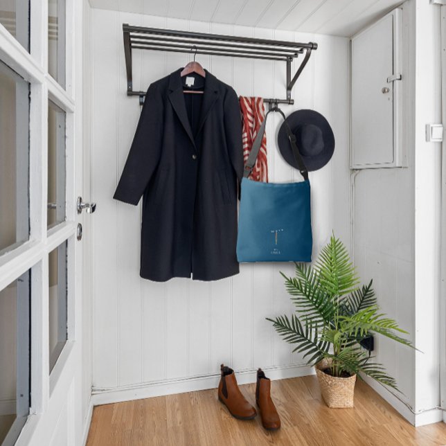 Sac Ajustable Aquarelle monochrome lettre T infirmière bleu fonc (Créateur téléchargé)