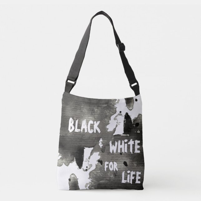 Sac Ajustable Aquarelle noir et blanc Abstrait (Devant)