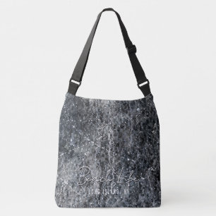 Sac Ajustable Aquarelle noire Abstraite florissante avec texte p