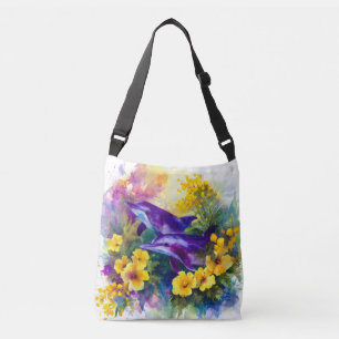 Sac Ajustable Aquarelle Océan Dauphins Fleurs Tropicales