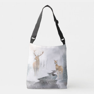 Sac Ajustable Aquarelle Stag and Deer Winter Wonderland