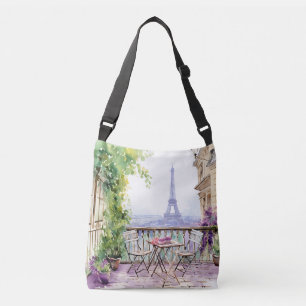 Sac Ajustable Aquarelle Tour Eiffel Paris Café français