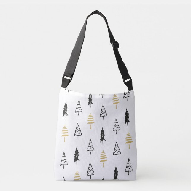 Sac Ajustable Arbre de Noël moderne Motif d'or noir (Devant)
