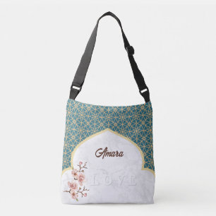 Sac Ajustable Arc Arabesque Élégant   Turquoise Profond et Or