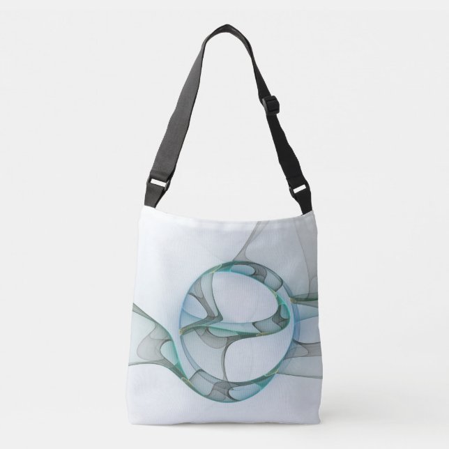 Sac Ajustable Art Abstrait moderne Fractal Bleu Turquoise Gris (Devant)