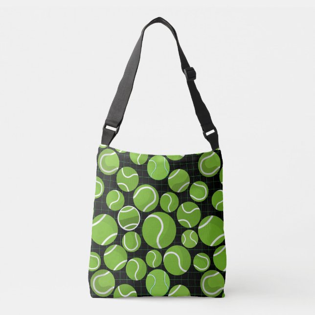 Sac Ajustable Attrapez le Motif des balles de tennis Black BG (Devant)