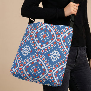 Sac Ajustable Azur bleu rouge et blanc ethnique Motif de Bohême