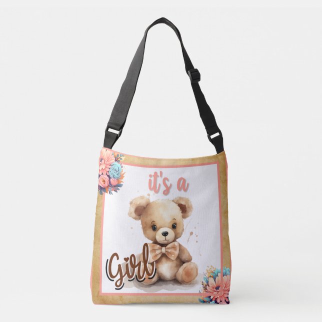 Sac Ajustable Baby shower Ours rose Boho (Devant)