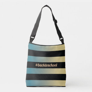 Sac Ajustable "#backtoschool" bleu or et noir rayé pour les ense
