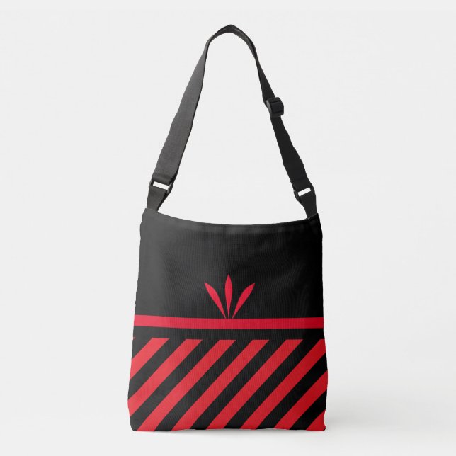 Sac Ajustable Bandes diagonales noires et rouges modernes avec p (Devant)