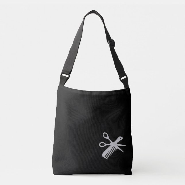 Sac Ajustable Beauticier / Barber Design Argent sur nom noir (Devant)