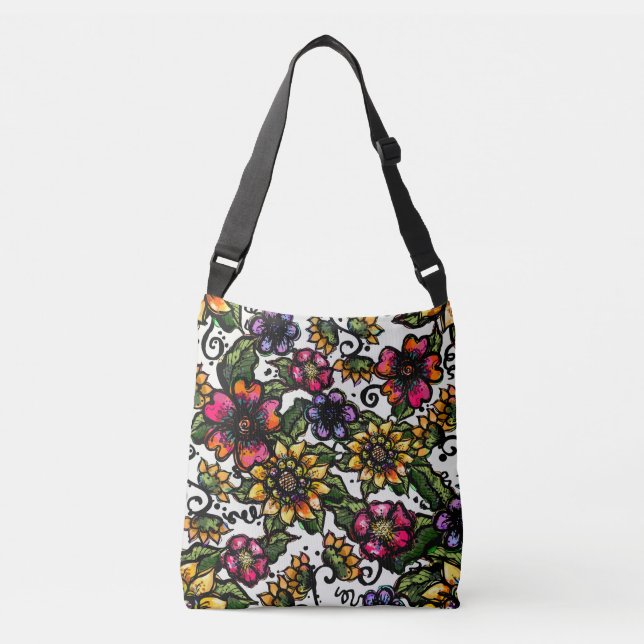 Sac Ajustable Belle Fleurs Boho Style Cottage Esthétique (Devant)