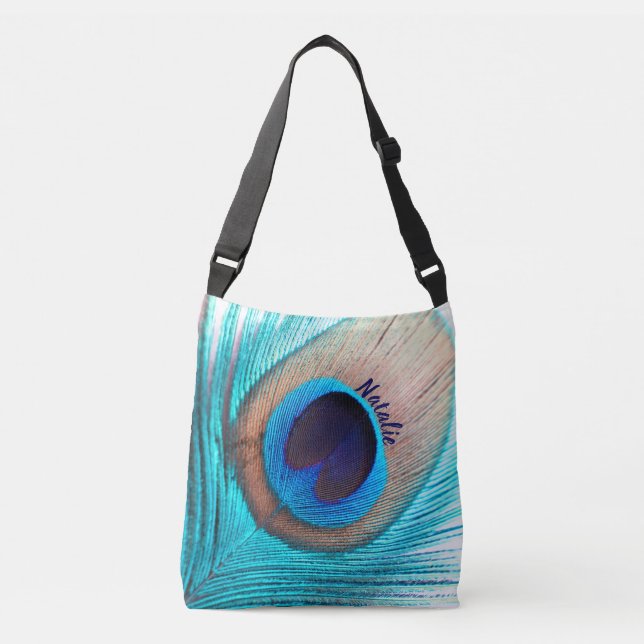 Sac Ajustable Belle plume Peacock personnalisée avec nom (Devant)