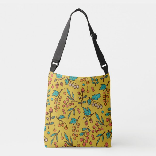 Sac Ajustable Berries sur branches, motif naturel sans soudure. (Devant)