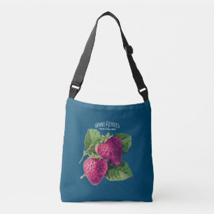 Sac Ajustable Berry aux fraises vintages Ajouter votre nom Blue