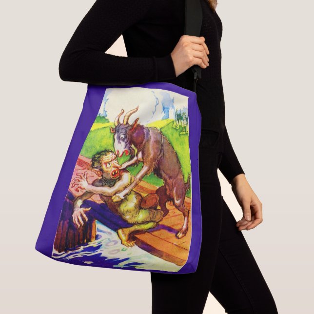 Sac Ajustable billy chèvre gruff et troll print (De près)
