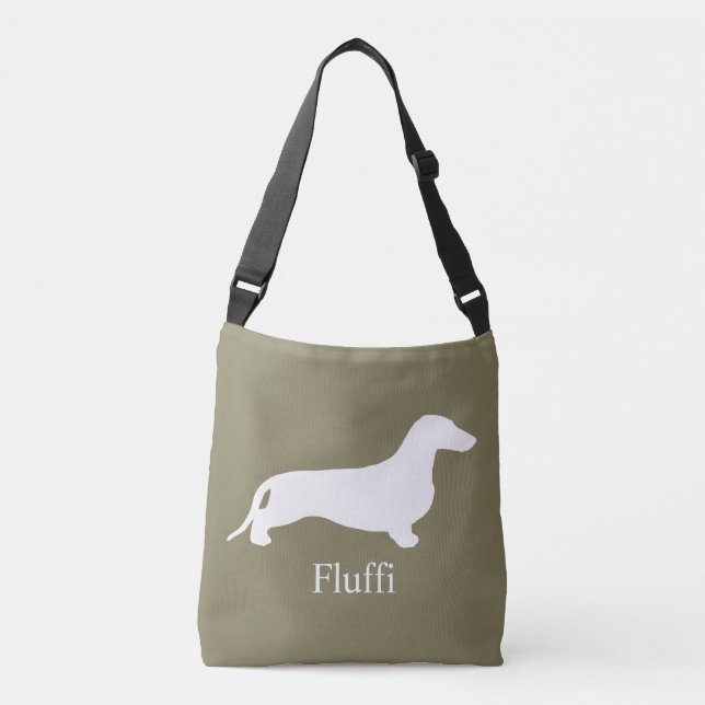 Sac Ajustable Blanc de silhouette de teckel + vos idées (Devant)