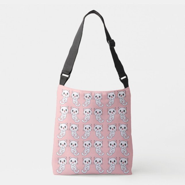 Sac Ajustable Blanc Kitty Motif mignon rose (Devant)